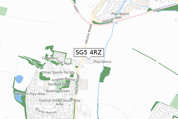 SG5 4RZ map - small scale - OS Open Zoomstack (Ordnance Survey)