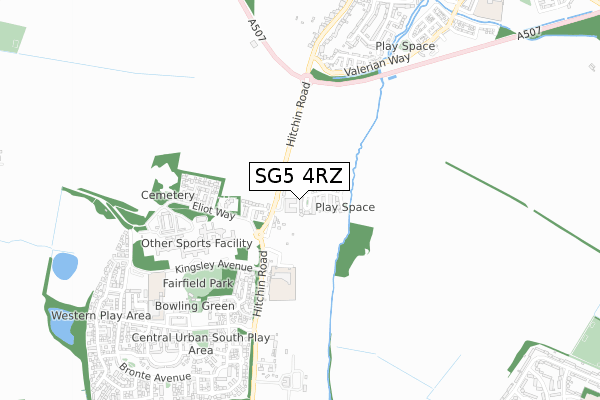 SG5 4RZ map - small scale - OS Open Zoomstack (Ordnance Survey) SG5 4RZ map - small scale - OS Open Zoomstack (Ordnance Survey)