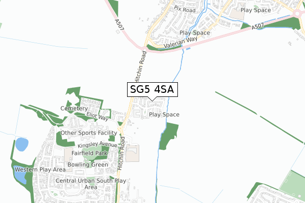 SG5 4SA map - small scale - OS Open Zoomstack (Ordnance Survey)