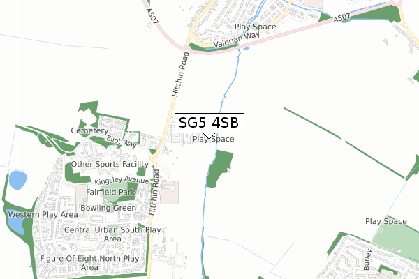 SG5 4SB map - small scale - OS Open Zoomstack (Ordnance Survey)
