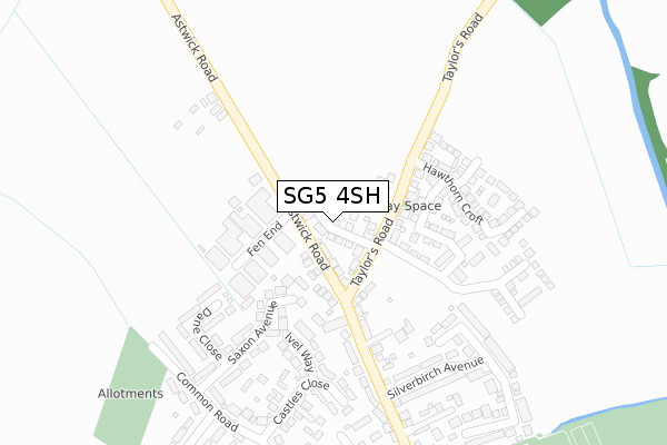 SG5 4SH map - large scale - OS Open Zoomstack (Ordnance Survey)