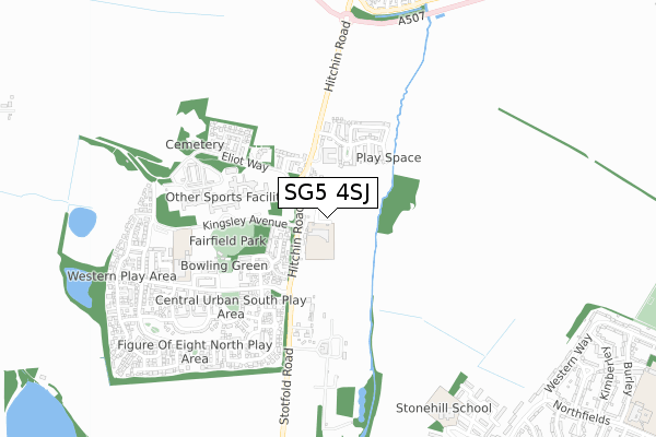 SG5 4SJ map - small scale - OS Open Zoomstack (Ordnance Survey)