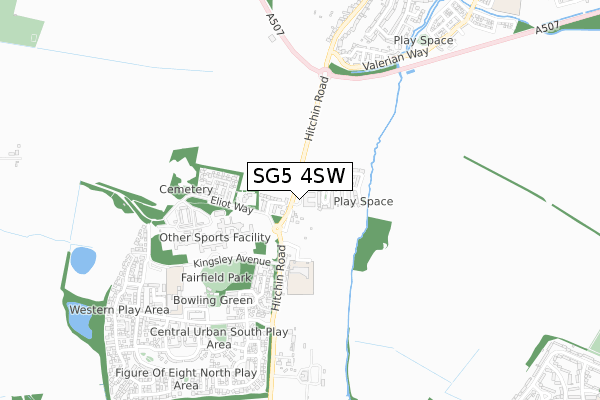 SG5 4SW map - small scale - OS Open Zoomstack (Ordnance Survey)