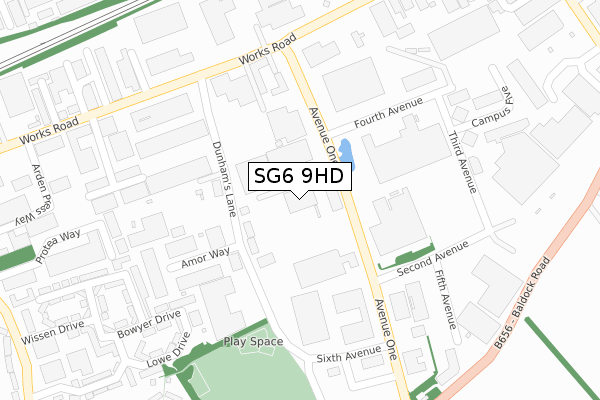 SG6 9HD map - large scale - OS Open Zoomstack (Ordnance Survey)