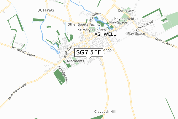 SG7 5FF map - small scale - OS Open Zoomstack (Ordnance Survey)