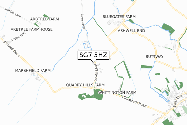 SG7 5HZ map - small scale - OS Open Zoomstack (Ordnance Survey)