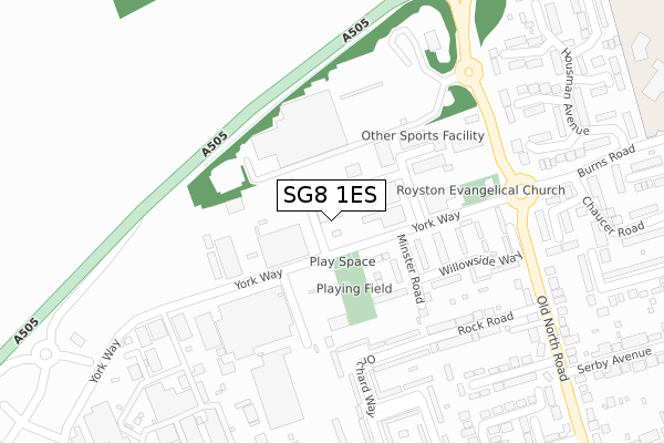 SG8 1ES map - large scale - OS Open Zoomstack (Ordnance Survey)