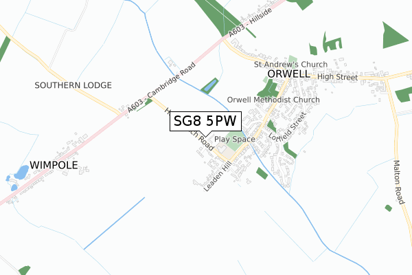 SG8 5PW map - small scale - OS Open Zoomstack (Ordnance Survey)