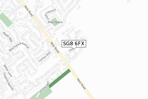 SG8 6FX map - large scale - OS Open Zoomstack (Ordnance Survey)