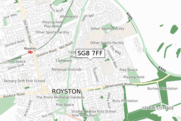 SG8 7FF map - small scale - OS Open Zoomstack (Ordnance Survey) SG8 7FF map - small scale - OS Open Zoomstack (Ordnance Survey)