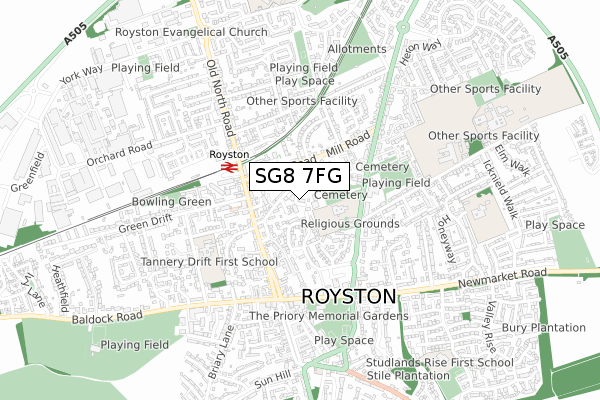 SG8 7FG map - small scale - OS Open Zoomstack (Ordnance Survey) SG8 7FG map - small scale - OS Open Zoomstack (Ordnance Survey)