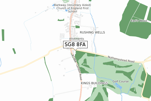 SG8 8FA map - small scale - OS Open Zoomstack (Ordnance Survey)