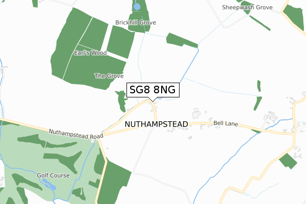 SG8 8NG map - small scale - OS Open Zoomstack (Ordnance Survey)