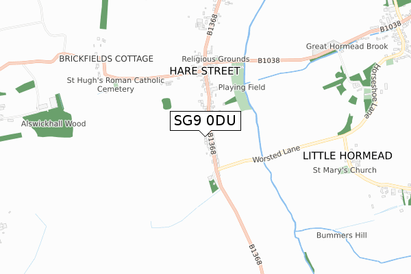 SG9 0DU map - small scale - OS Open Zoomstack (Ordnance Survey)