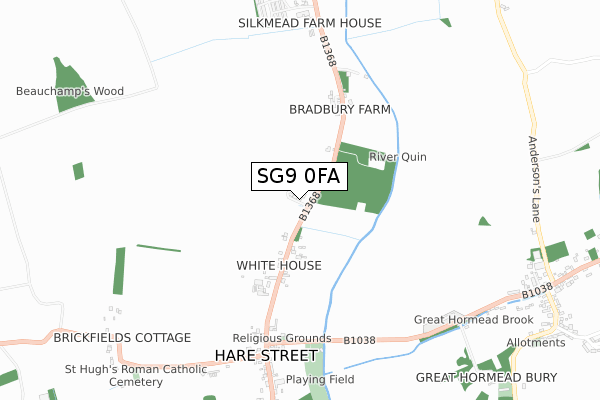 SG9 0FA map - small scale - OS Open Zoomstack (Ordnance Survey)