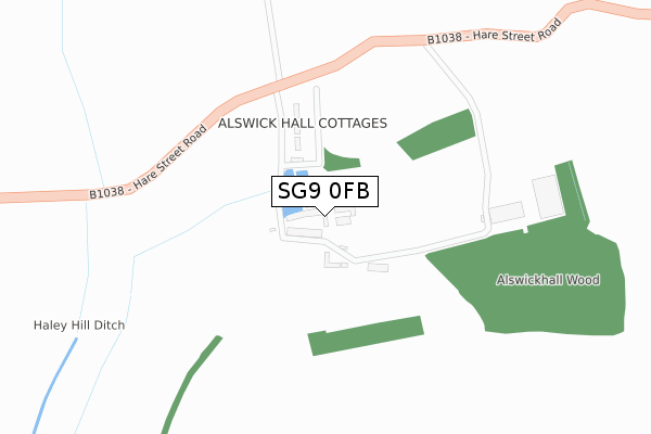 SG9 0FB map - large scale - OS Open Zoomstack (Ordnance Survey)