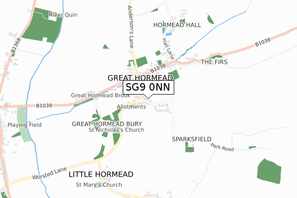 SG9 0NN map - small scale - OS Open Zoomstack (Ordnance Survey)