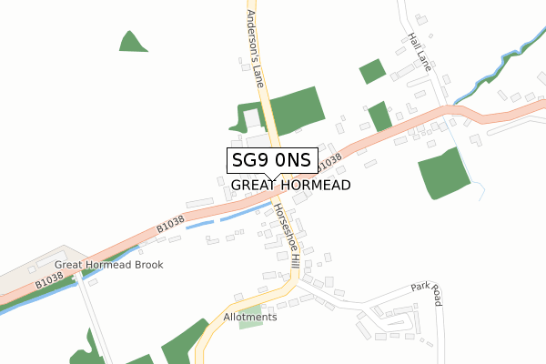 SG9 0NS map - large scale - OS Open Zoomstack (Ordnance Survey)