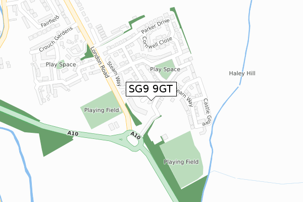 SG9 9GT map - large scale - OS Open Zoomstack (Ordnance Survey)