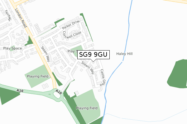 SG9 9GU map - large scale - OS Open Zoomstack (Ordnance Survey)