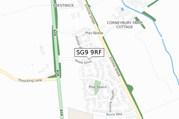 SG9 9RF map - large scale - OS Open Zoomstack (Ordnance Survey)