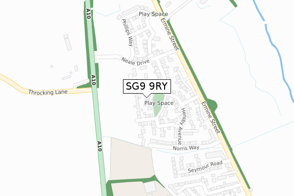 SG9 9RY map - large scale - OS Open Zoomstack (Ordnance Survey)