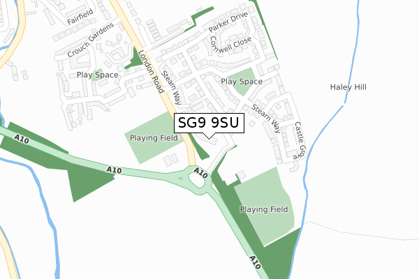 SG9 9SU map - large scale - OS Open Zoomstack (Ordnance Survey)