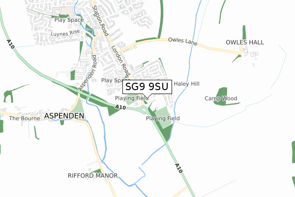 SG9 9SU map - small scale - OS Open Zoomstack (Ordnance Survey)