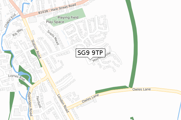 SG9 9TP map - large scale - OS Open Zoomstack (Ordnance Survey)