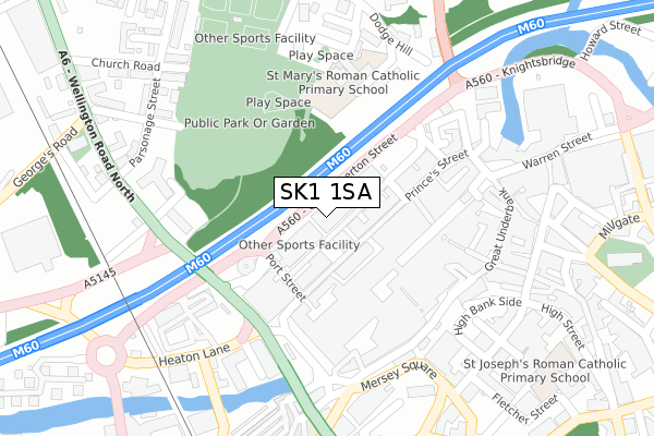 SK1 1SA map - large scale - OS Open Zoomstack (Ordnance Survey)