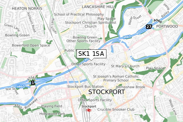 SK1 1SA map - small scale - OS Open Zoomstack (Ordnance Survey)