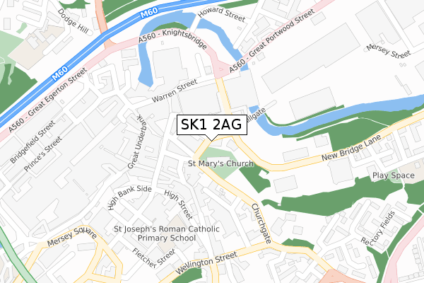 SK1 2AG map - large scale - OS Open Zoomstack (Ordnance Survey)