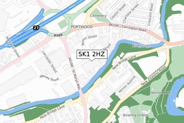 SK1 2HZ map - large scale - OS Open Zoomstack (Ordnance Survey)