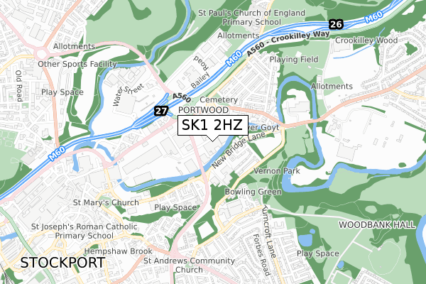 SK1 2HZ map - small scale - OS Open Zoomstack (Ordnance Survey)