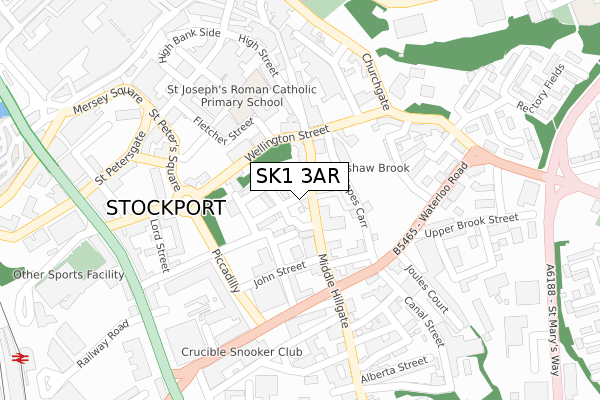 SK1 3AR map - large scale - OS Open Zoomstack (Ordnance Survey)