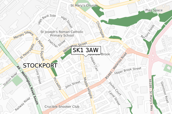 SK1 3AW map - large scale - OS Open Zoomstack (Ordnance Survey)