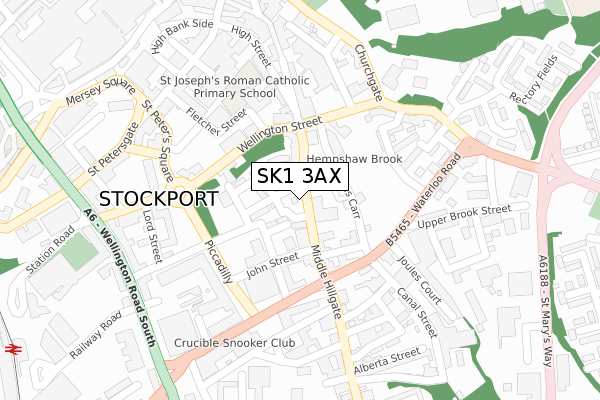 SK1 3AX map - large scale - OS Open Zoomstack (Ordnance Survey)
