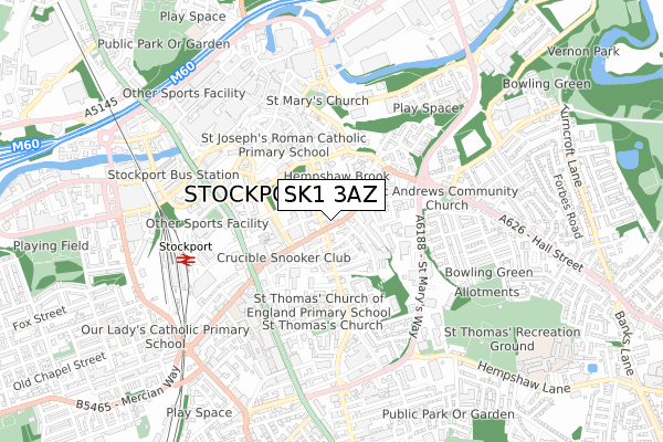 SK1 3AZ map - small scale - OS Open Zoomstack (Ordnance Survey)
