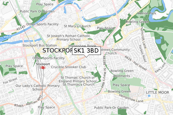 SK1 3BD map - small scale - OS Open Zoomstack (Ordnance Survey)