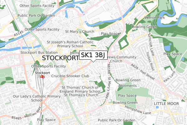SK1 3BJ map - small scale - OS Open Zoomstack (Ordnance Survey)