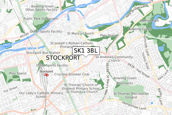 SK1 3BL map - small scale - OS Open Zoomstack (Ordnance Survey)
