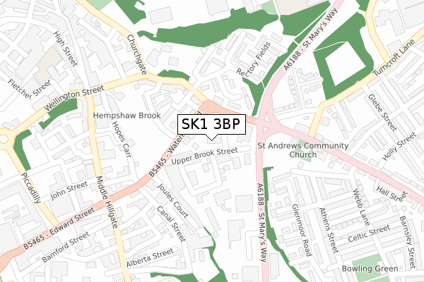 SK1 3BP map - large scale - OS Open Zoomstack (Ordnance Survey)
