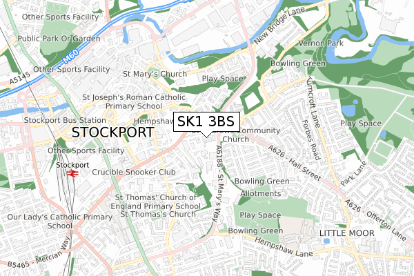 SK1 3BS map - small scale - OS Open Zoomstack (Ordnance Survey)