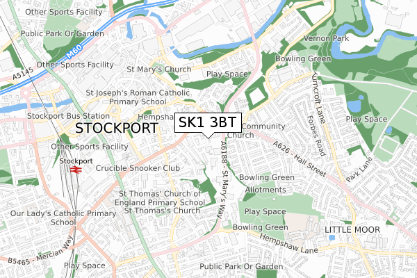 SK1 3BT map - small scale - OS Open Zoomstack (Ordnance Survey)