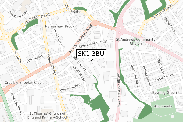 SK1 3BU map - large scale - OS Open Zoomstack (Ordnance Survey)