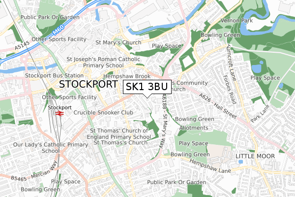SK1 3BU map - small scale - OS Open Zoomstack (Ordnance Survey)