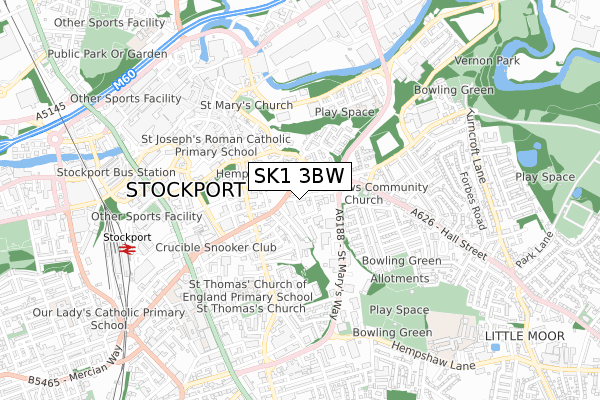 SK1 3BW map - small scale - OS Open Zoomstack (Ordnance Survey)