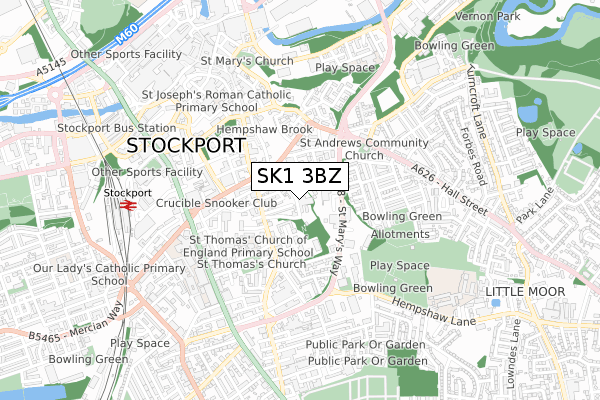 SK1 3BZ map - small scale - OS Open Zoomstack (Ordnance Survey)