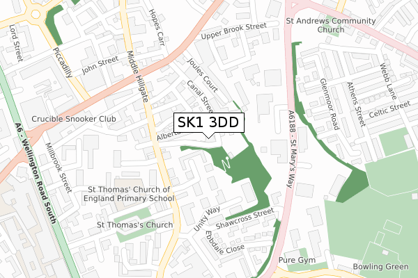 SK1 3DD map - large scale - OS Open Zoomstack (Ordnance Survey)