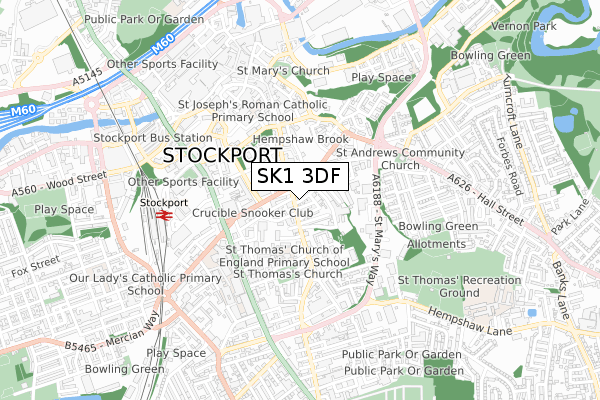 SK1 3DF map - small scale - OS Open Zoomstack (Ordnance Survey)